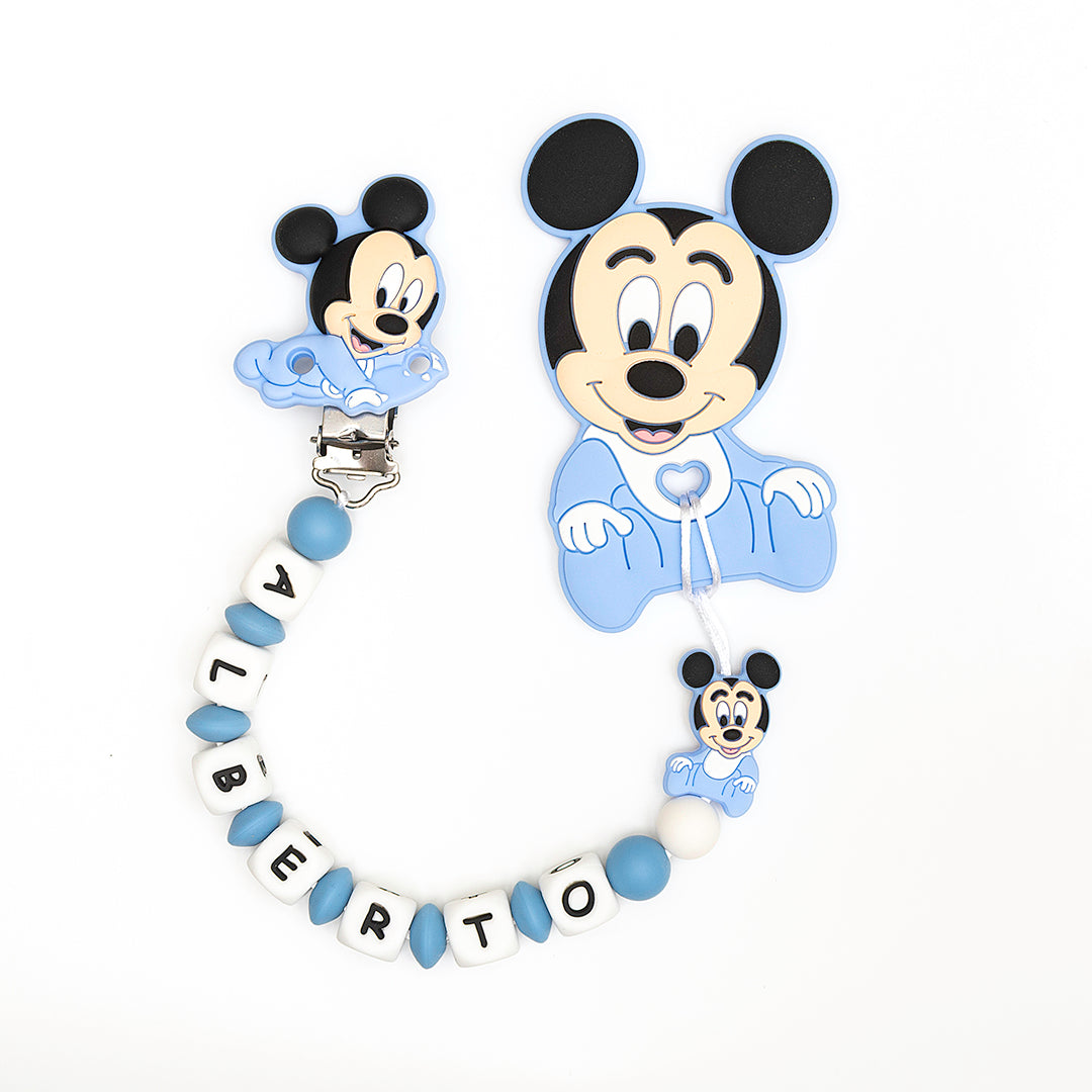 Chupetero Exclusivo 100% Silicona Mickey Mouse + Mordedor Silicona