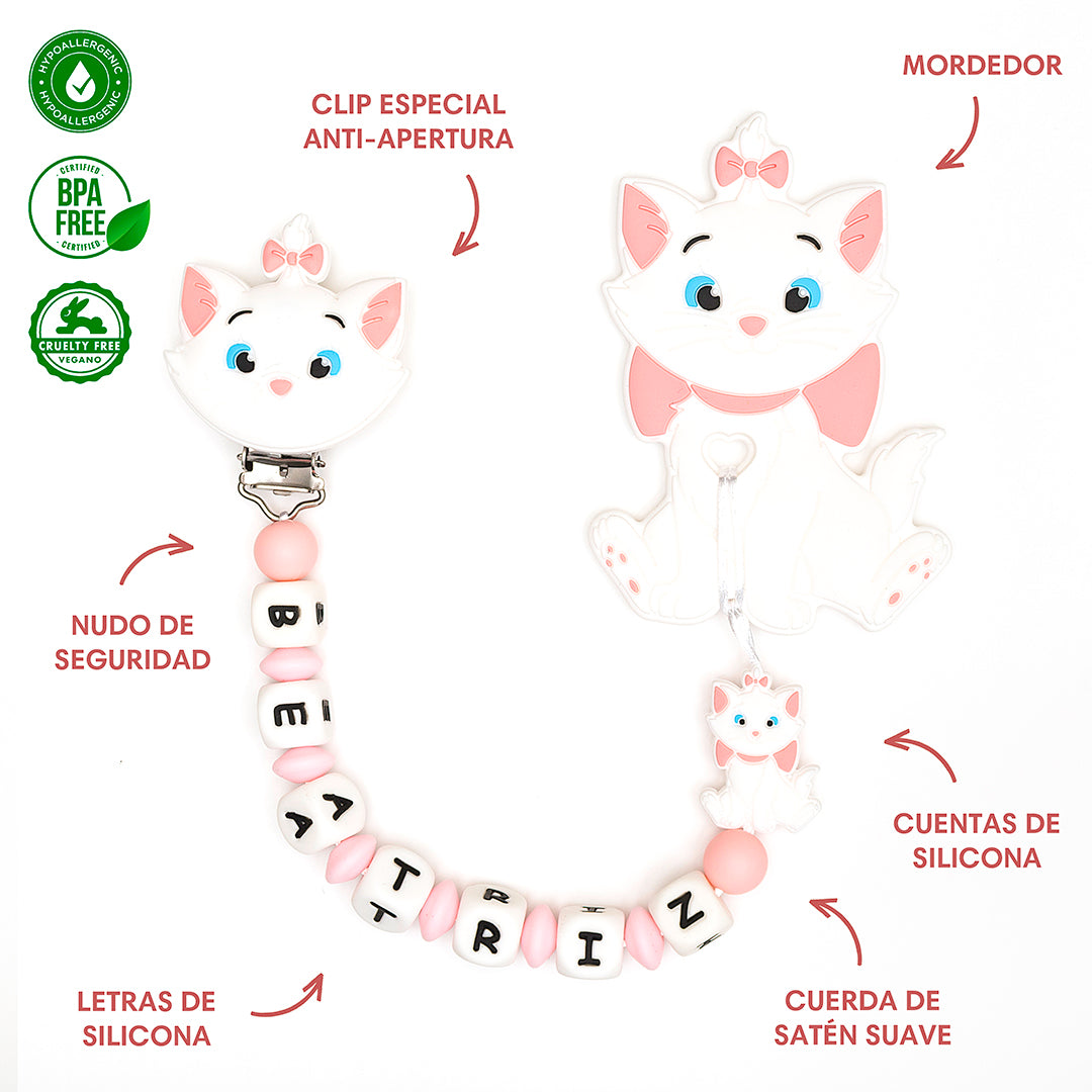 Chupetero Exclusivo 100% Silicona Los Aristogatos + Mordedor Silicona