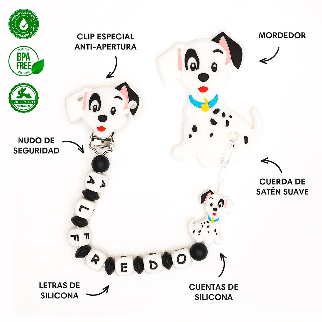 Chupetero Exclusivo 100% Silicona 101 dálmatas + Mordedor Silicona