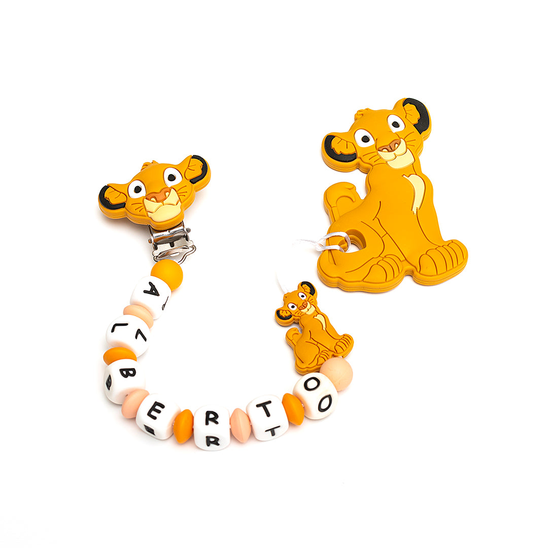 Chupetero Exclusivo 100% Silicona Rey Leon + Mordedor Silicona