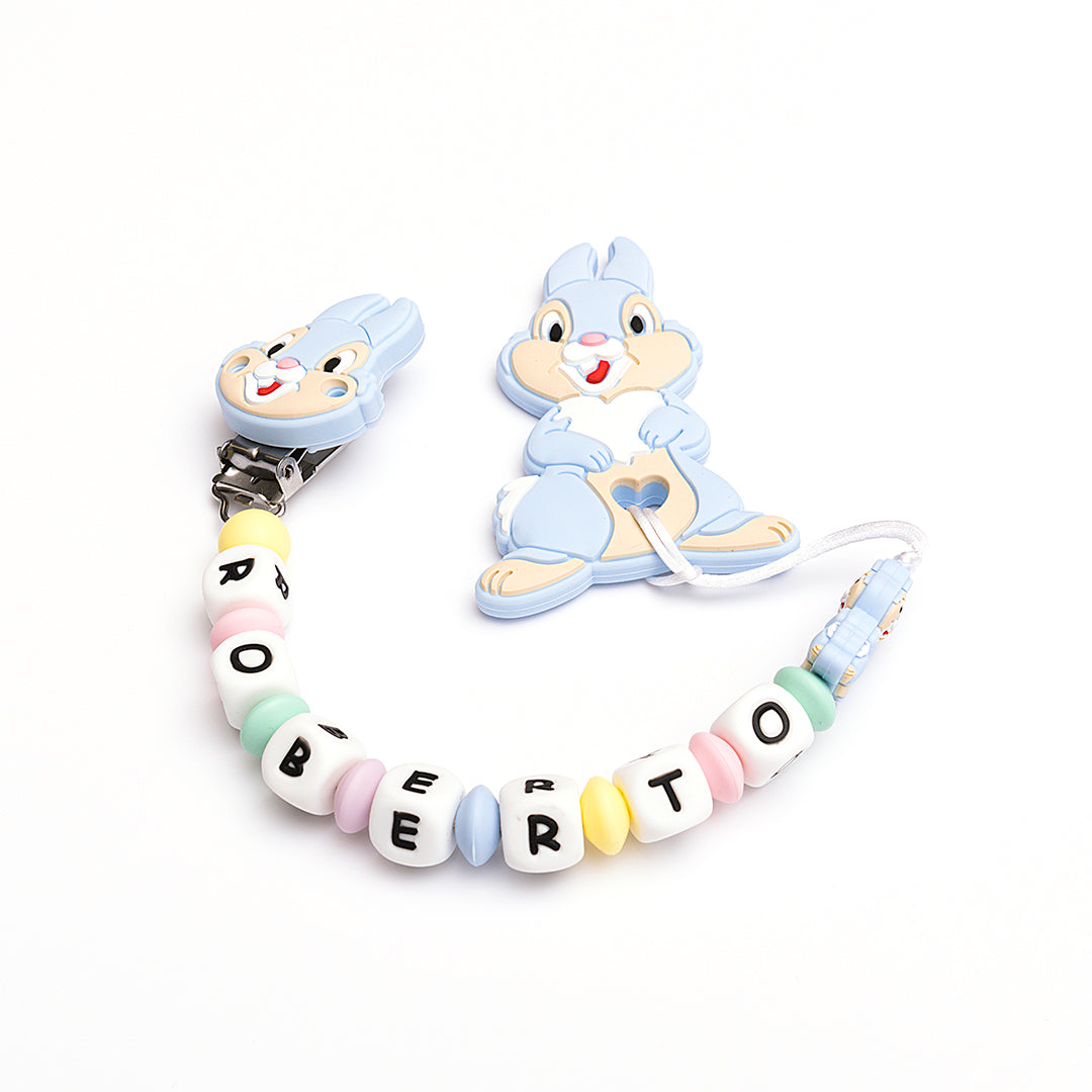 Chupetero Exclusivo 100% Silicona Tambor Azul + Mordedor Silicona