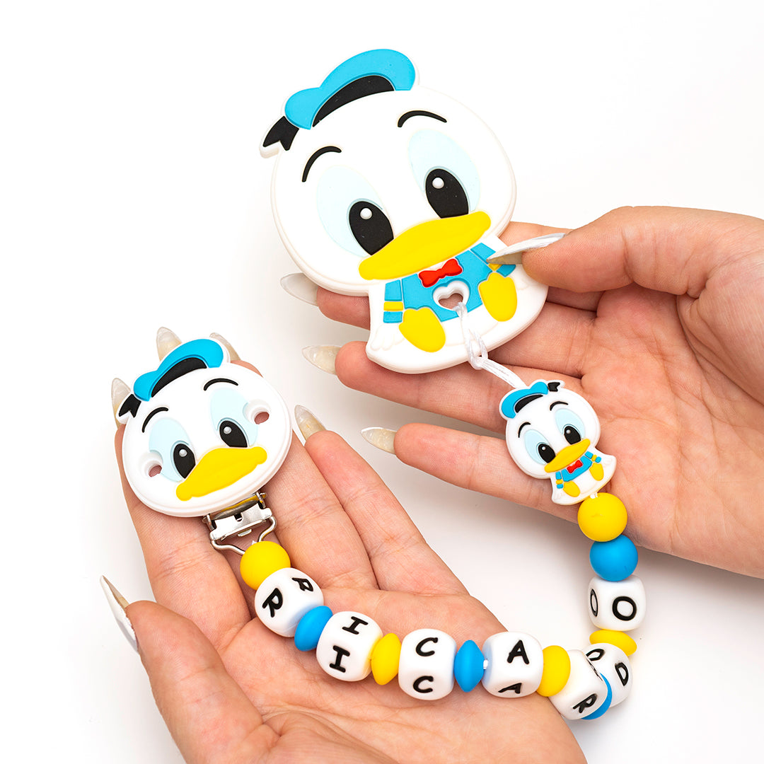 Chupetero Exclusivo 100% Silicona Pato Donald + Mordedor Silicona