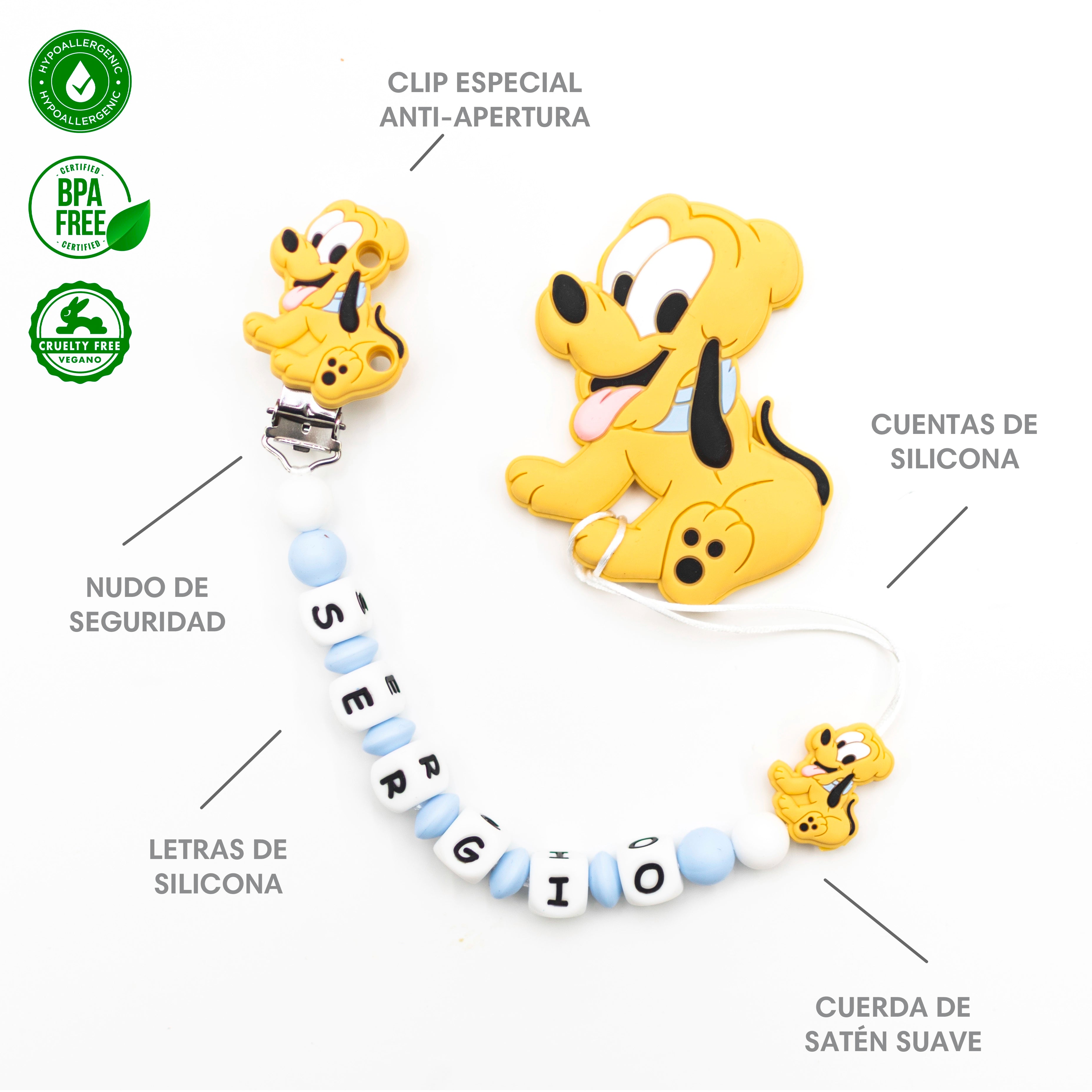 Chupetero Exclusivo 100% Silicona Pluto + Mordedor Silicona